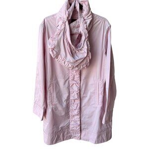 Rainforest Pink Womens Packable Lightweight Travel Ruffled Jacket Matching Pouch